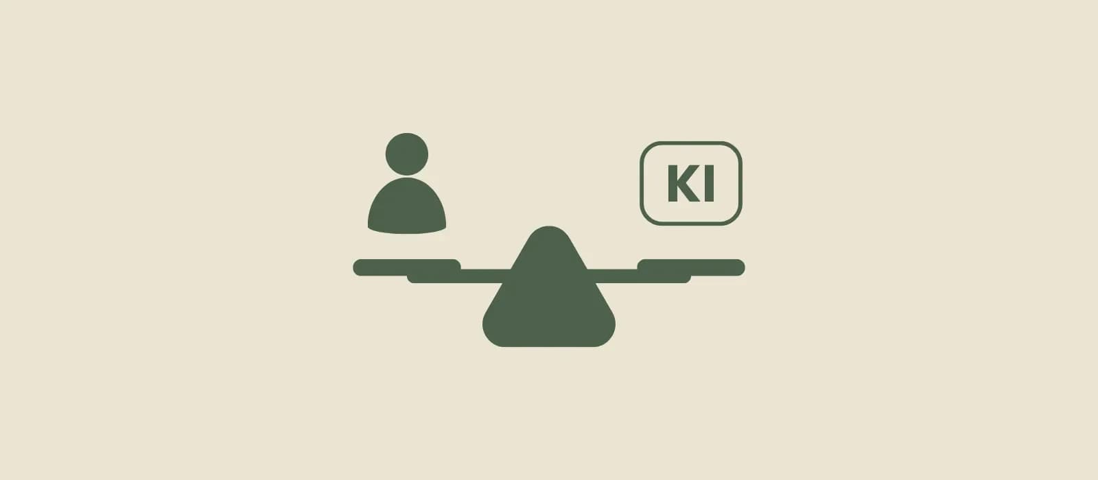 Grafik zur Eignungsdiagnostik im digitalen Recruiting mit Symbolen für eine Person, Künstliche Intelligenz und eine Waage.