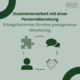 Zusammenarbeit mit einer Personalberatung – Symbole für Erfolgsfaktoren: Puzzle (Verständnis), Sprechblasen (Kommunikation), Person (Diagnostik), Handschlag (Vertrauen).